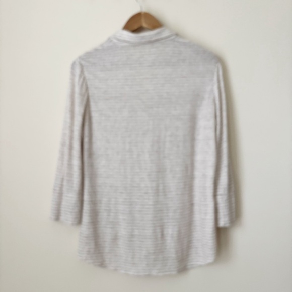 J. McLaughlin Brynn Linen Tan Striped Shirt XL - Picture 5 of 9